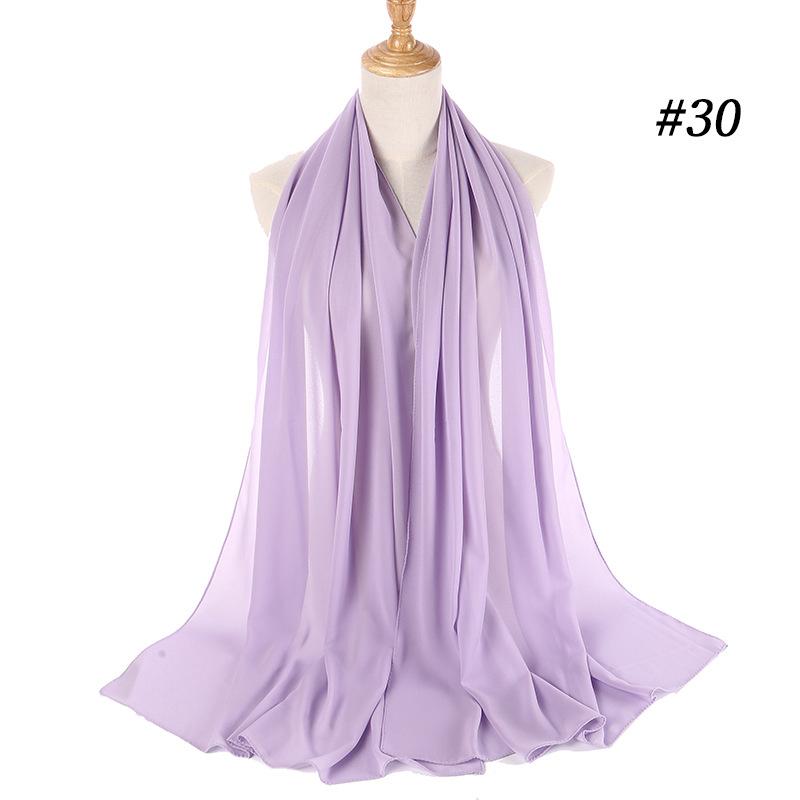 Muslim Plain Bubble Chiffon Hijab Scarf Women Scarves Long Shawls And Wraps Head Scarf Solid Color Soft Silk Feeling Headband