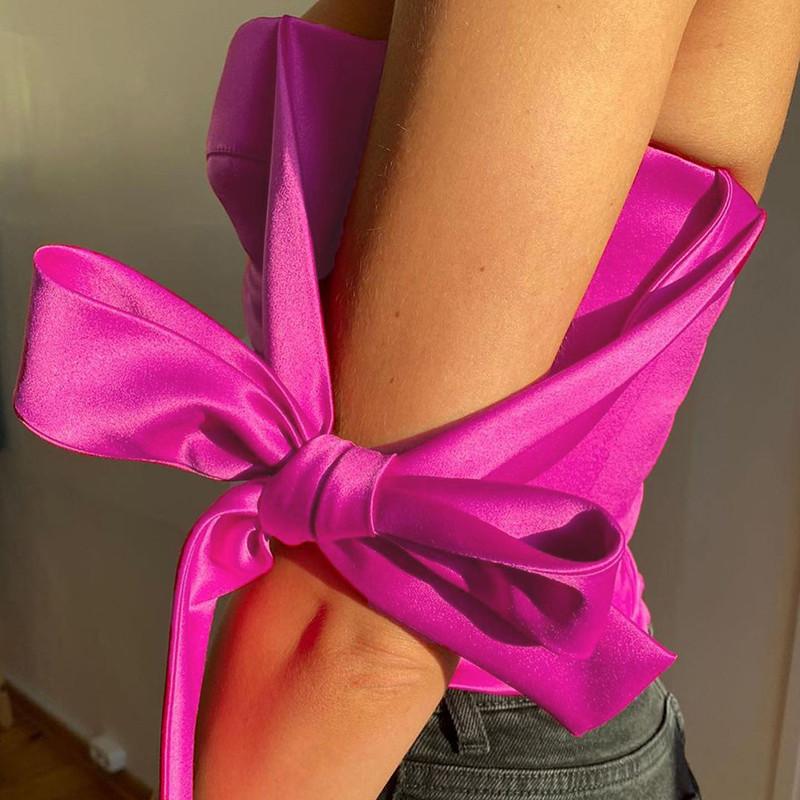 Frauen Bustier Crop Tops Sexy Sommer Solide Fliege Trägern Ärmellose Korsetts Backless Retro Streetwear Weste