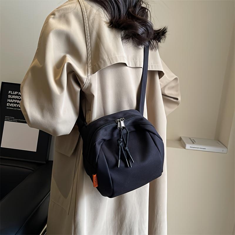 [Stylish Crossbody Bag] Stylish Nylon Women's Crossbody Bag - Solid Color, Casual Urban Design, Front Zipper Pocket