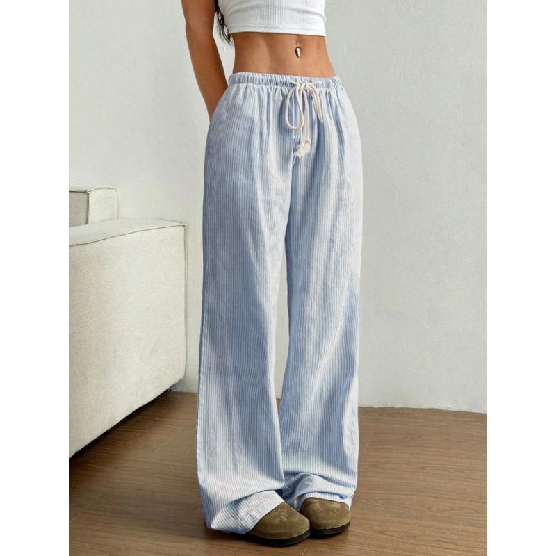 YYFS Women's Fashion Casual Stripe Print High Waist Trousers Pants & Capris