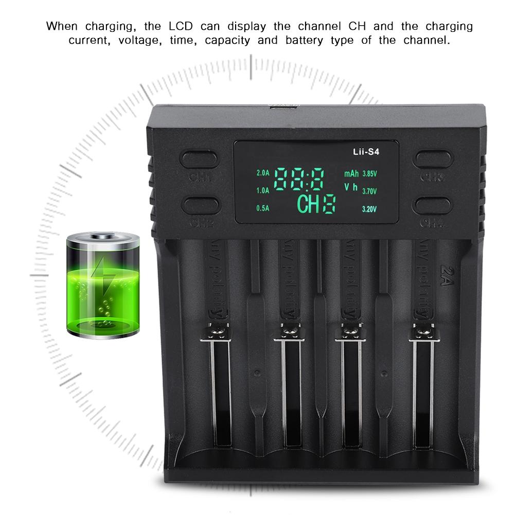 LiitoKala Lii S4 DC 5V2A Smart Battery Charger Four Slot with Power Display