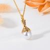 European Light Luxury Stainless Steel Diamond & Faux Pearl Memorial Pendant Necklace