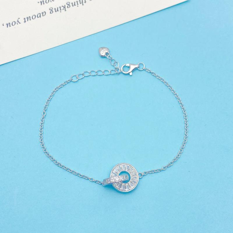 Spring/Summer Unisex S925 Silver Interlocking Ring Bracelet – Luxuriously Fashionable  Versatile Design S925 Sterling Silver
