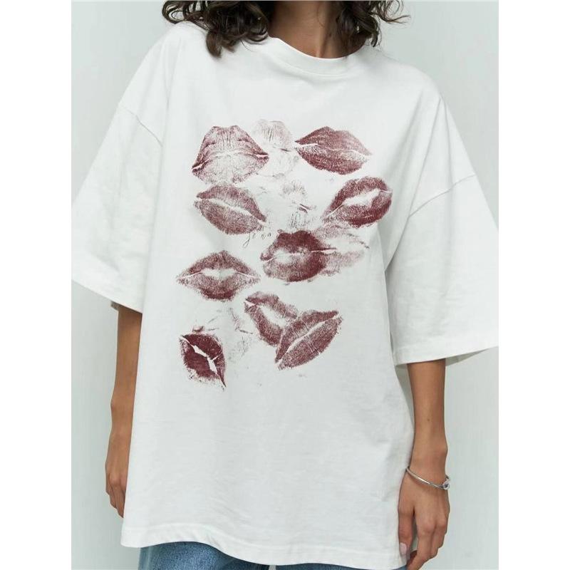 Women's Versatile Summer Casual Pure Cotton Loose Fit Printed T-Shirt, Round Neck, New Trendy Design.