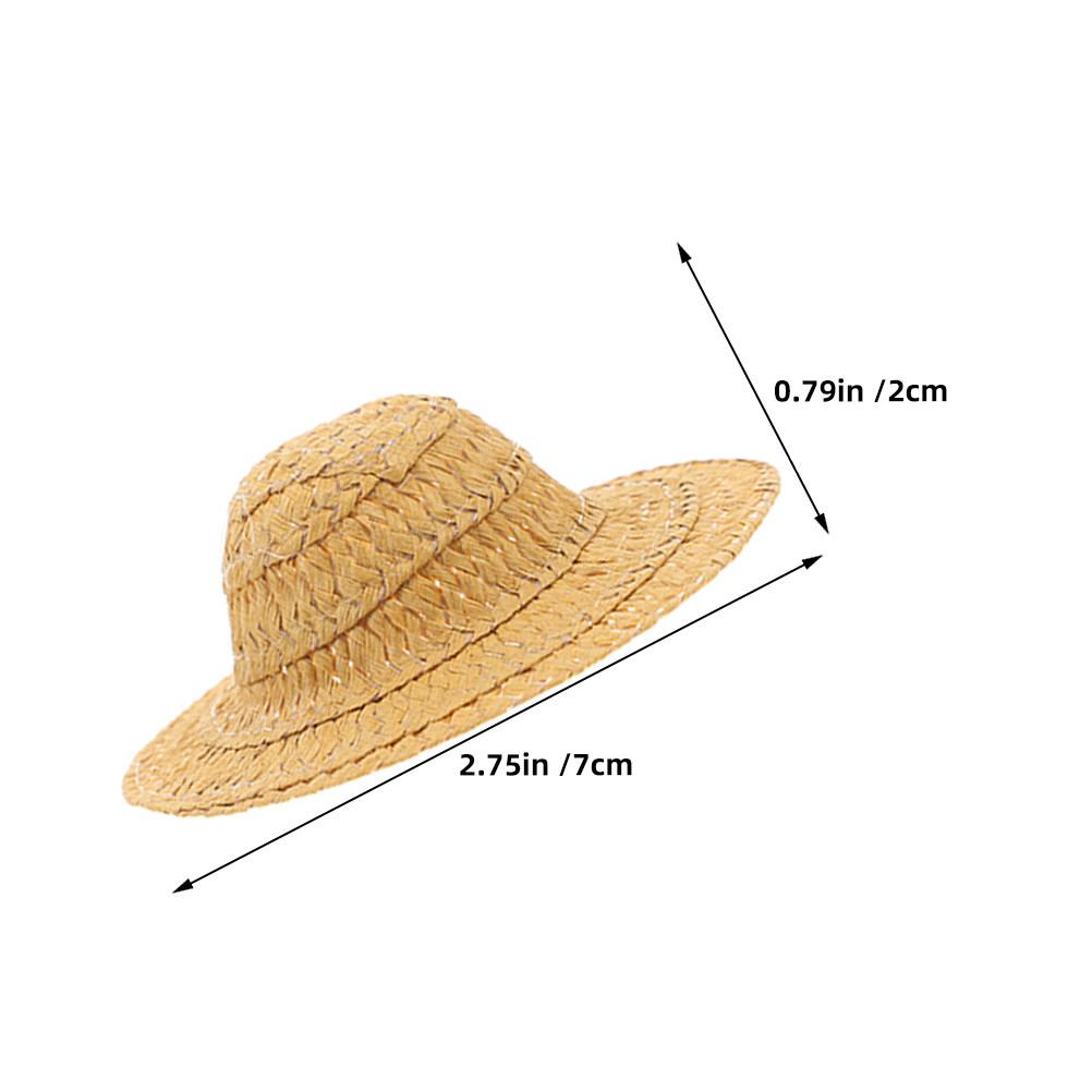 

10Pcs Mini Woven Straw Hats Handcrafted for Crafts Dollhouse Costume Accessories Small Top Hats Photography Props 7Cm