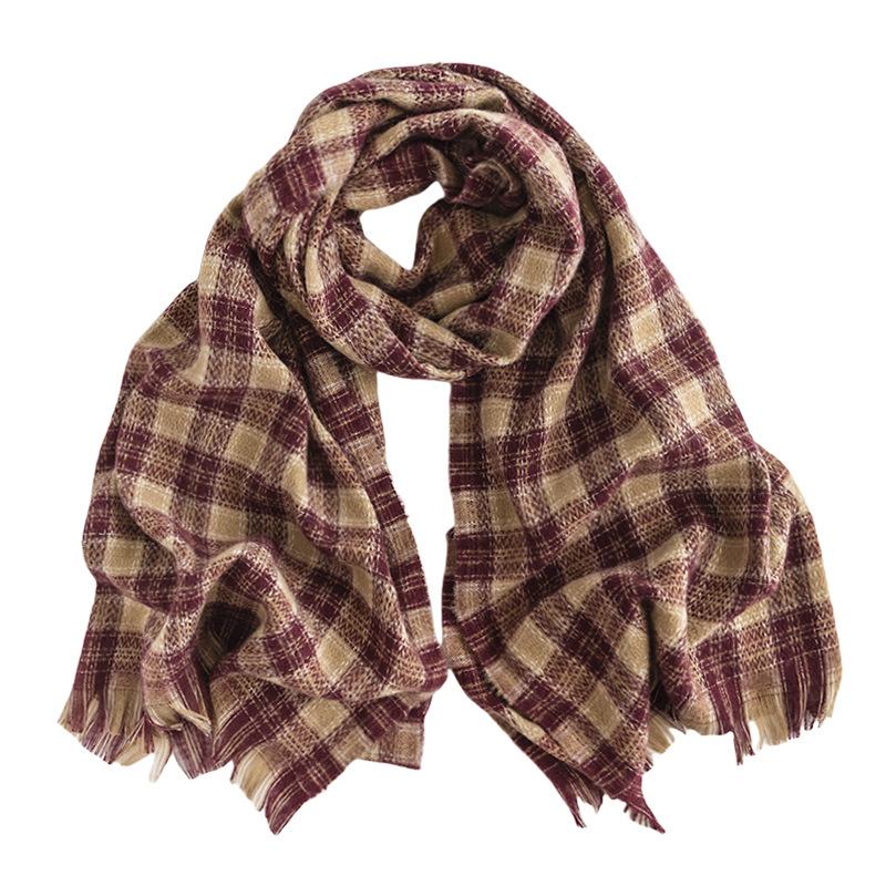 New Korean Style Imitation Cashmere Scarf with High End Atmosphere for Women Autumn and Winter Plaid Scarf and Winter Shawl Dual Use