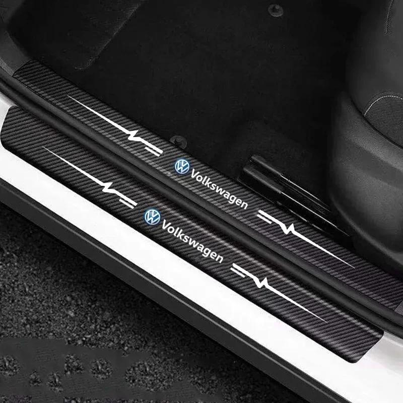 T24Car Threshold Stickers Door Sill Anti-scratch Strip Decals for Volkswagen CC Passat Jetta Beetle Tiguan Touran Sagitar Scirocco