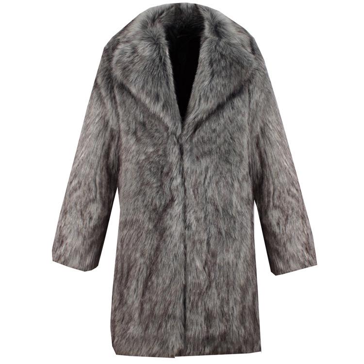 

Мужская меховая куртка пальто осень и зима новая имитация лисьего меха пальто мех зимнее теплое утолщенное тренч большого размера S