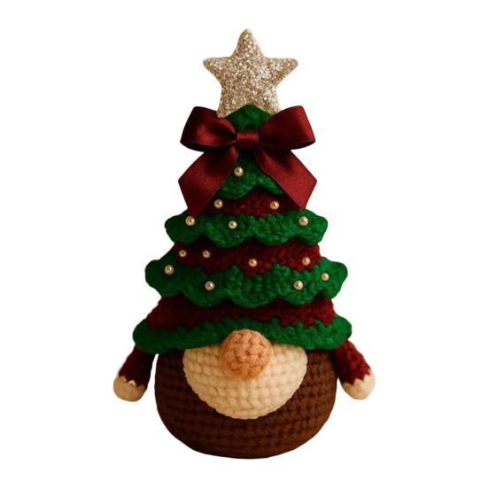 DIY Crochet Christmas Tree Gnome Kit Beginner-Friendly Handmade Xmas Tree Gnome Craft Kit Knitting Holiday Decoration