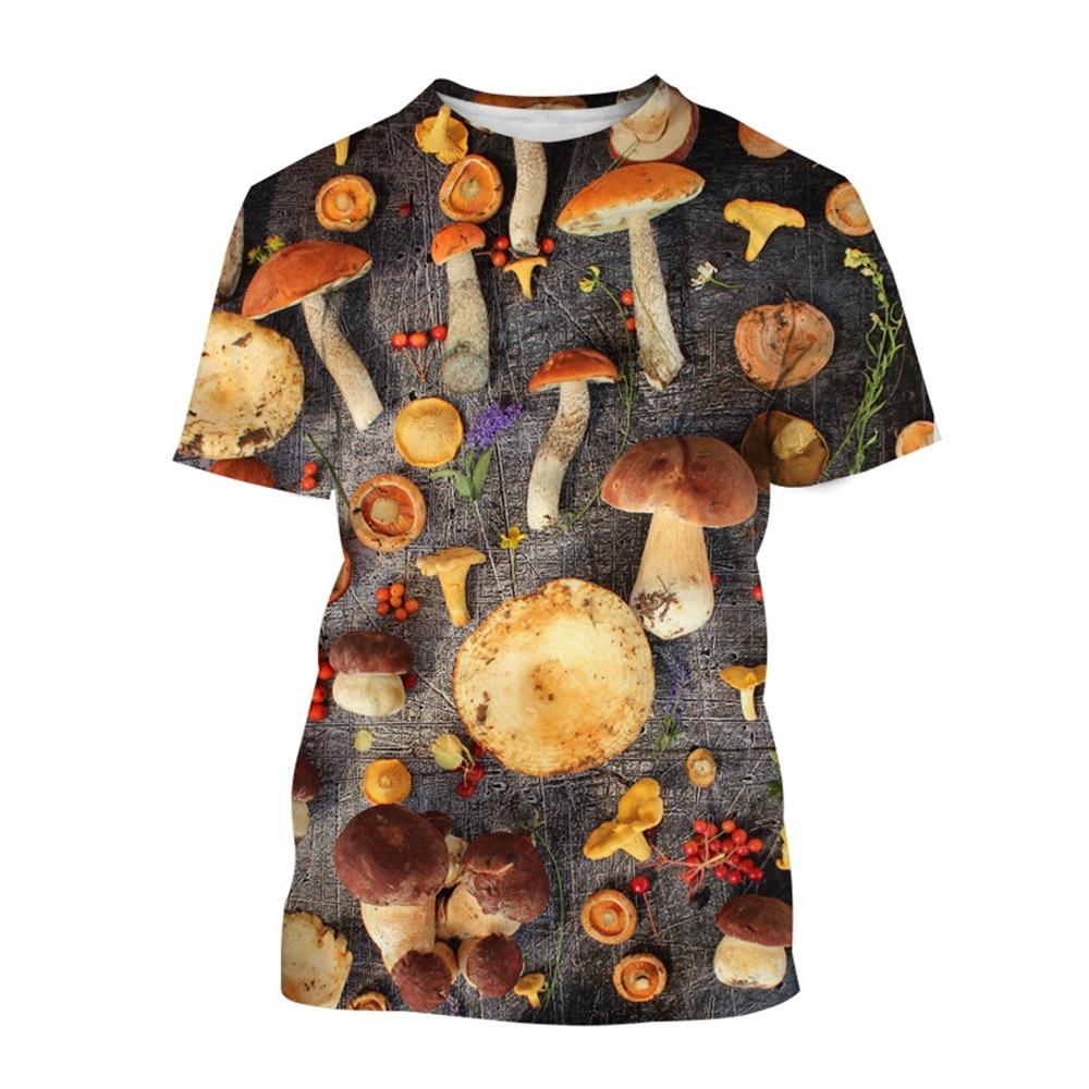 

Летняя креативная модная футболка с грибами, забавная 3D-печать, крутая и милая, мужская и женская, повседневные топы с короткими рукавами XS