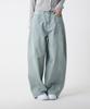 UNKNOWN PLANET Side Cut Tuck Pleat Wide Pigment Cotton Pants Green