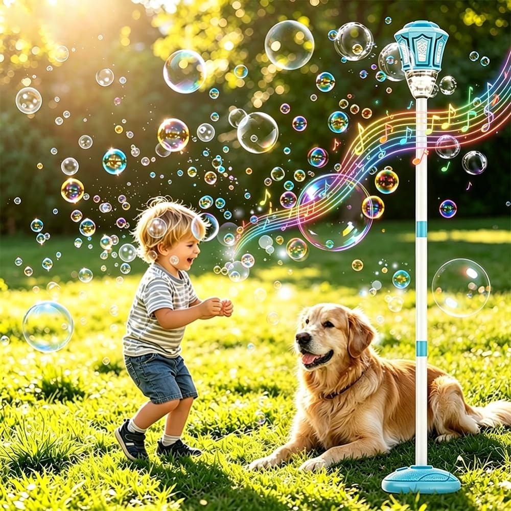 

Adjustable Heights Kids Streetlight Bubble Machine Detachable Bubble Blower Maker Wedding Party Lithium battery синий