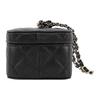 Chanel 23s Gold Buckle Double C Logo Leather Chain Shoulder Strap Lychee Grain Leather Small Square Bag Handbag Women'S Black