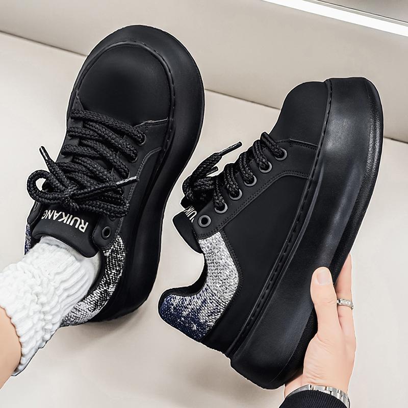 Men s shoes spring new casual shoes platform sneakers, white, black 39
