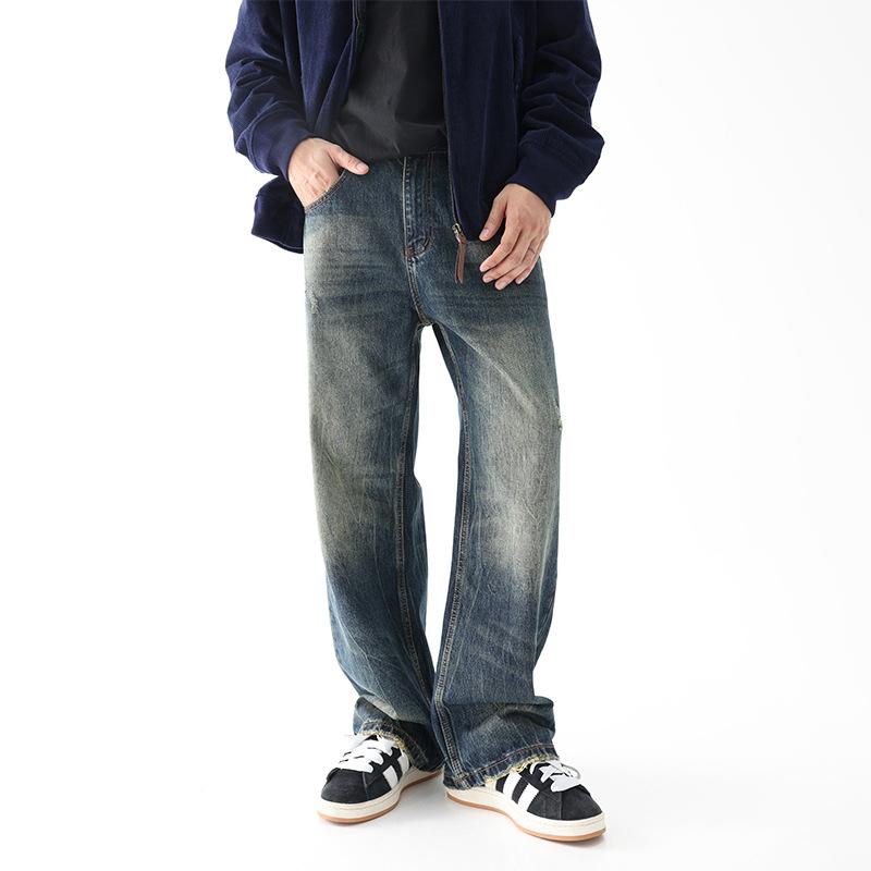 

Американский уличный ретро джинсы мужские свободные прямые расклешенные широкие брюки 40