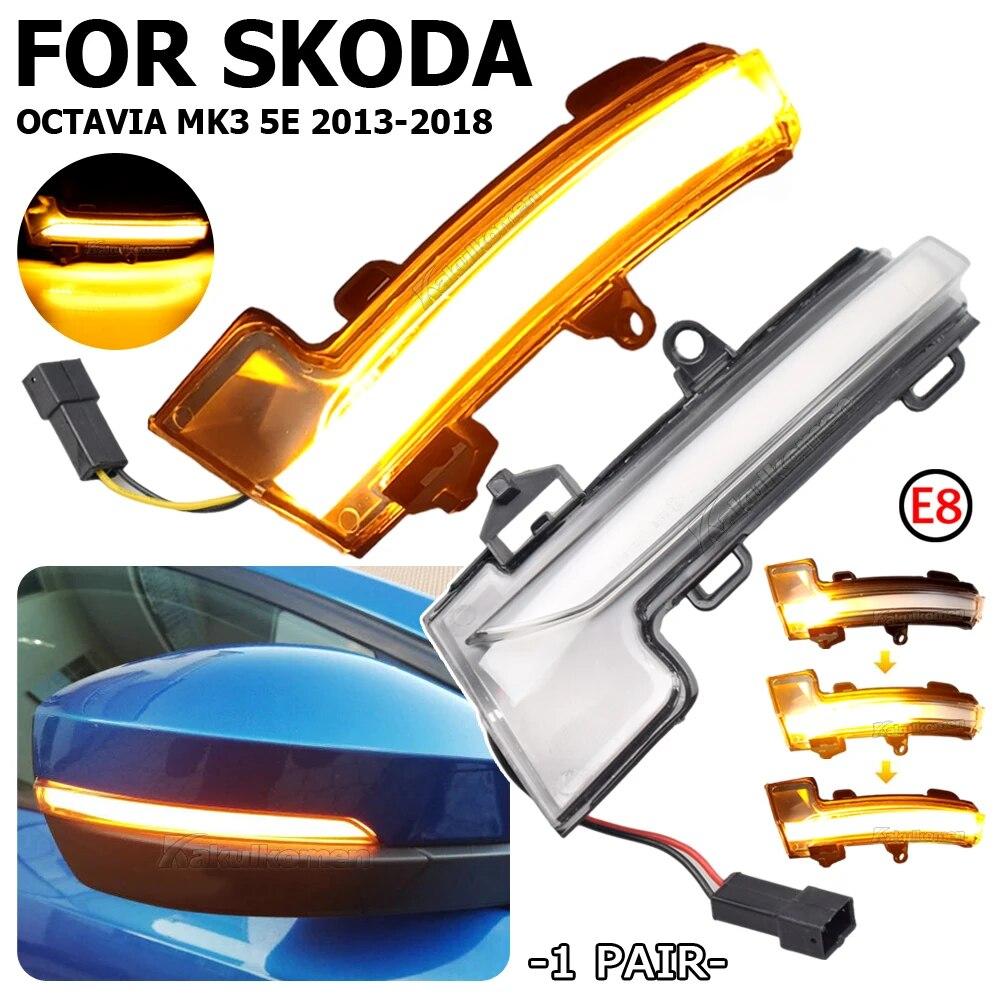 For Skoda Octavia Mk3 A7 5E Dynamic LED Turn Signal Blinker Mirror Flasher Light 2014 2015 2016 2017 2018