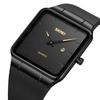 Square Watch Men Leather Strap Black Simple Slim Stylish Wristwatch Gentleman Waterproof Business Casual Male Gift Black Wach for Men