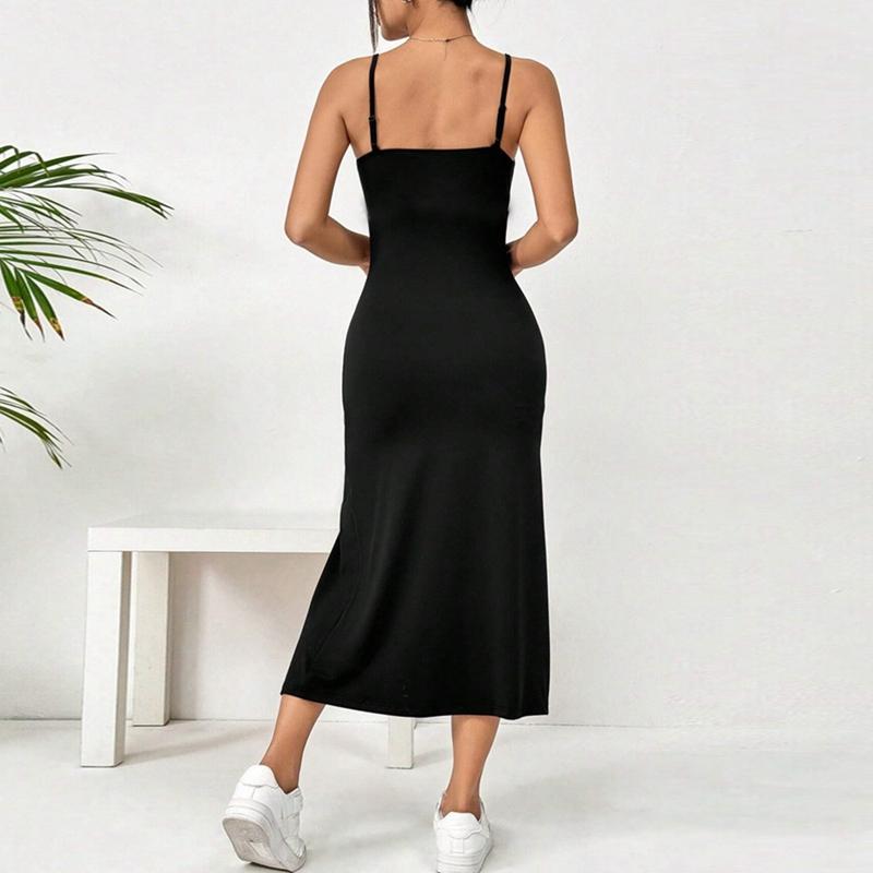 Women's Square Neck Sleeveless Halter Split Dress