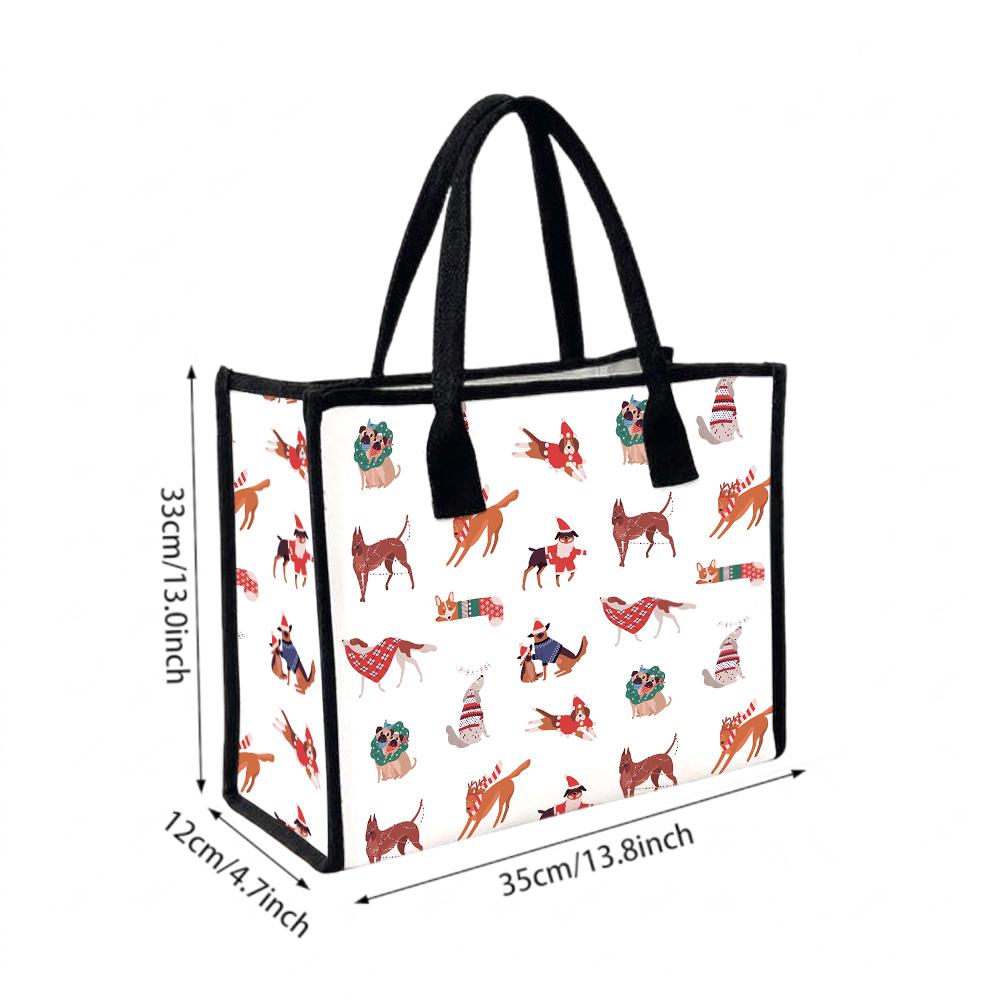 Cute Dog Pattern Tote Bag Fashion Casual Large Capacity Handbag for Daily Use