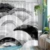Modern Abstract Shower Curtain Black And White Wave Design, Minimalist Art Bath Curtain For Elegant Bathroom And Home Decor