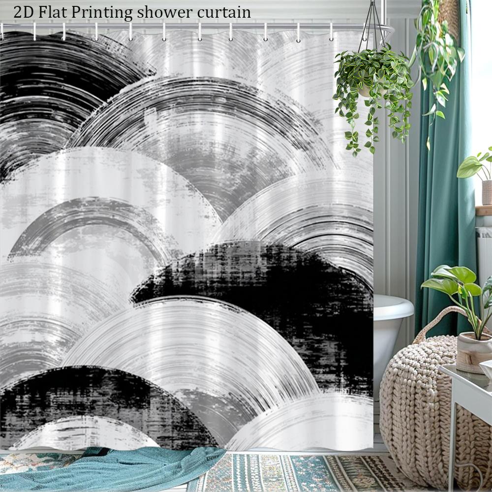 

Modern Abstract Shower Curtain Black And White Wave Design, Minimalist Art Bath Curtain For Elegant Bathroom And Home Decor W60H190(CM)-1 Pcs