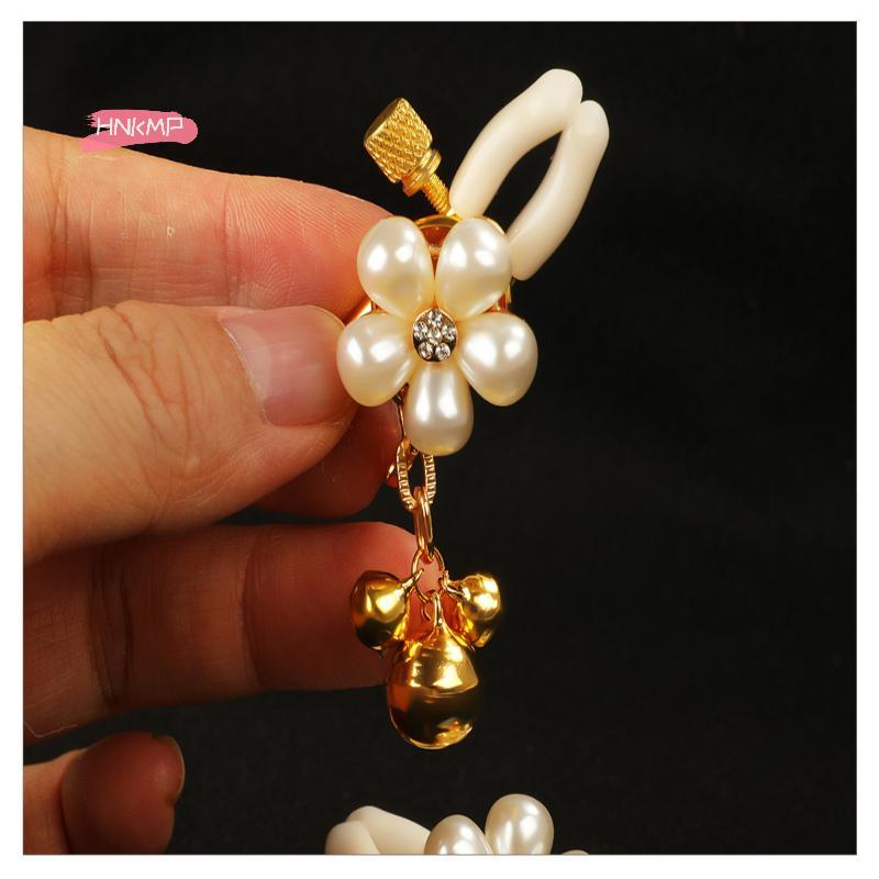 Adjustable Pearl Petals Nipple Clamps for Women Sexy Breast Stimulate Clips with Bells Adult Toy for Sexual Slaves And Kink Play