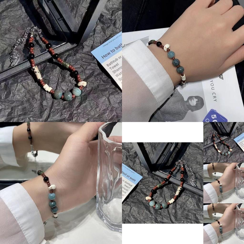 Handgefertigtes Vintage-Armband aus Natursteinperlen für Männer und Frauen Künstlerisch Elegantes Design