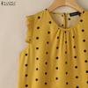 ZANZEA Women Summer Casual Polka Dot Print Loose Sleeveless Tank Tops