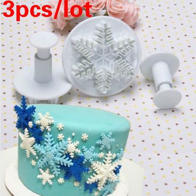 Snowflake Fondant Cake Decorating Plunger 3Pcs/Set Sugar Craft Cutter Mold Tools ARI