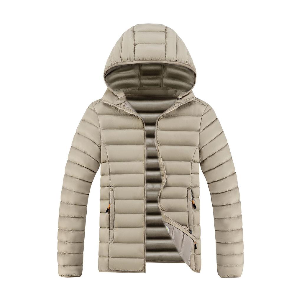 Men's Casual Cotton Jacket Hooded Solid Color Winter Daily