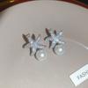 Crystal Starfish Pearl Stud Earrings Ocean Style Starfish Starfish Ear Studs  Women