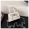 PU Leather Flap Crossbody Bags for Women Bow Design Solid Color Mini Shoulder Bag Fashi Female Chain Purse and Handbags Female