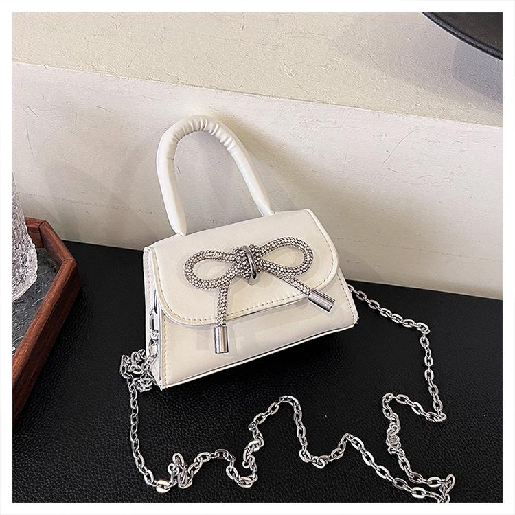 PU Leather Flap Crossbody Bags for Women Bow Design Solid Color Mini Shoulder Bag Fashi Female Chain Purse and Handbags Female
