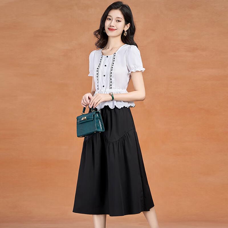 Ke Bei er Elegant Slim-Fit Two-Piece Shirt and Skirt Set M