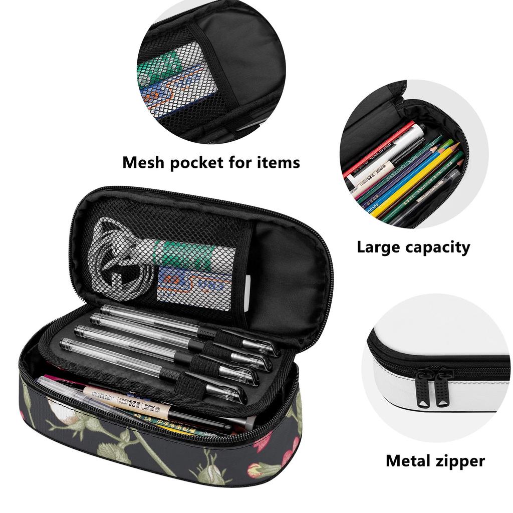 Pencil Bag Easy Open Zipper Roomy Interior 300D Polyester with Main Compartment Mesh Pocket and Pen Slots for Everyday Study