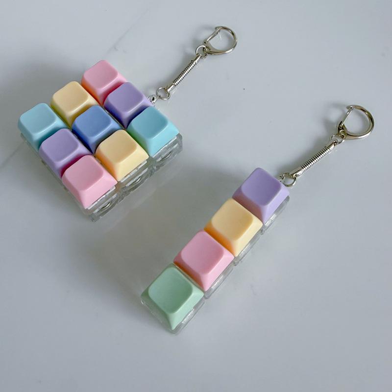 Macaron Keycap Button Keychain: Creative Keyboard Pendant Toy