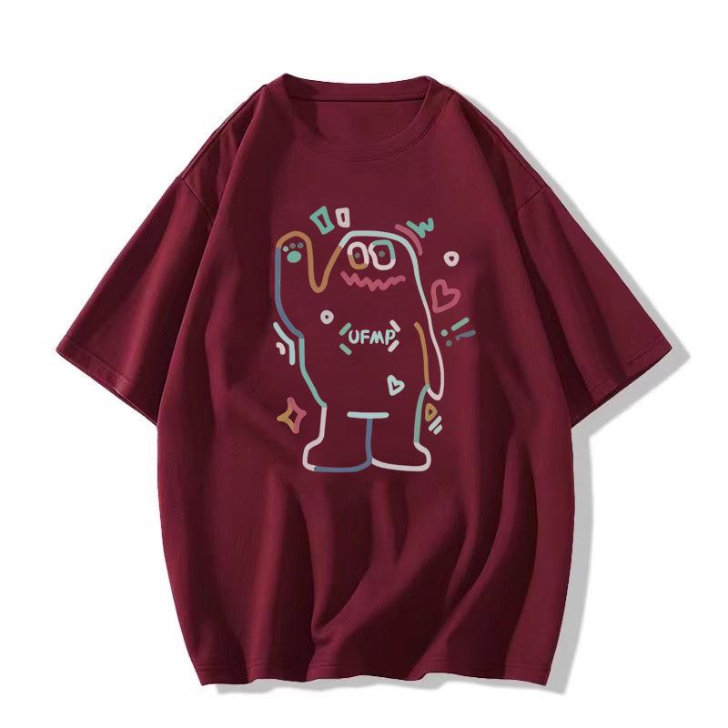 Women's Retro Graffiti Cotton T-Shirt - Chic Hong Kong Style 2025