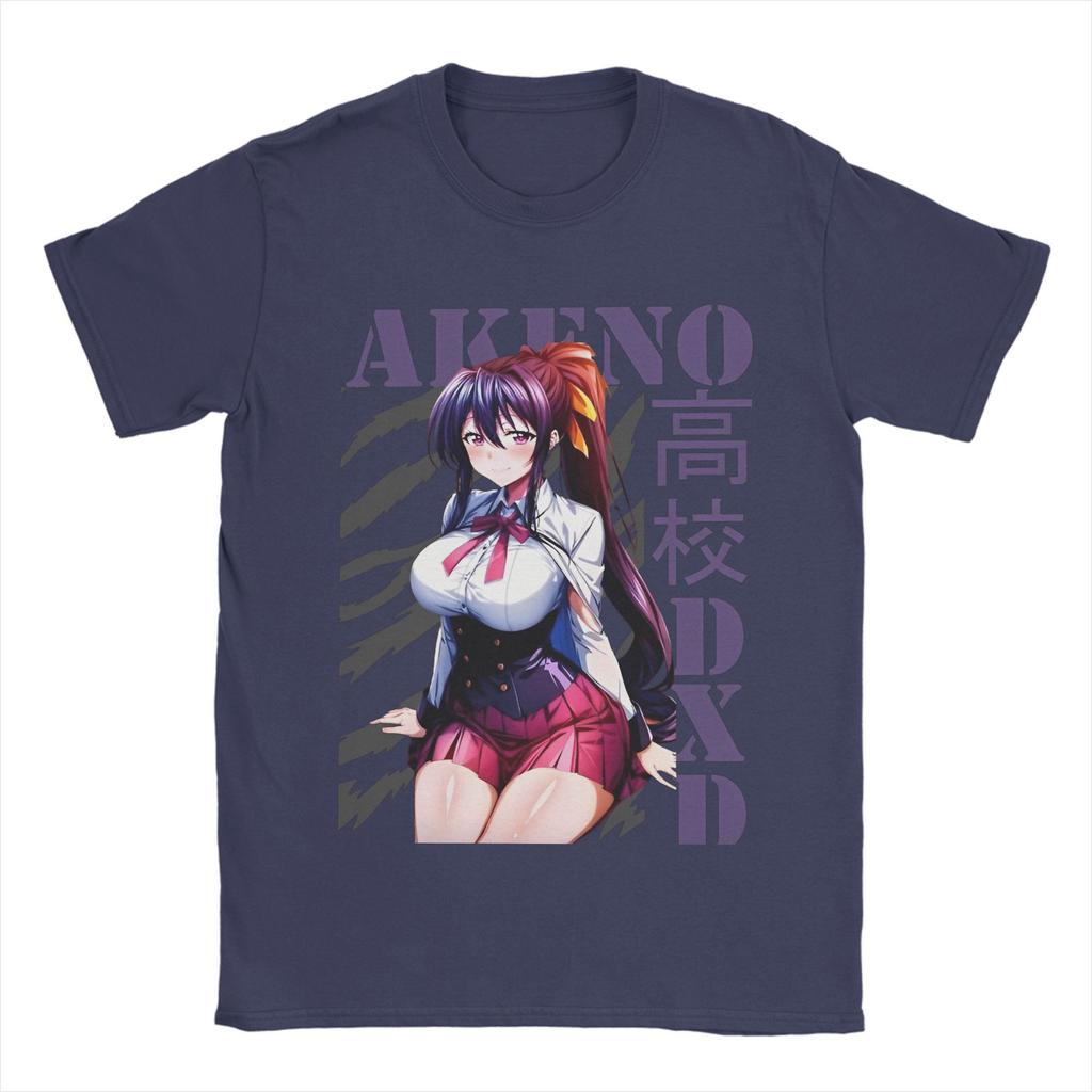 High School DxD   Men's T Shirts Akeno Novelty Tee Shirt Short Sleeve Crewneck T-Shirts 100% Cotton Plus Size Tops