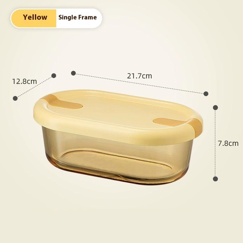 Microwave Glass Lunch Box For Office Workers Separated Heat-Resistant Lunch Box Bowl Sealed And Kept Fresh With Lid