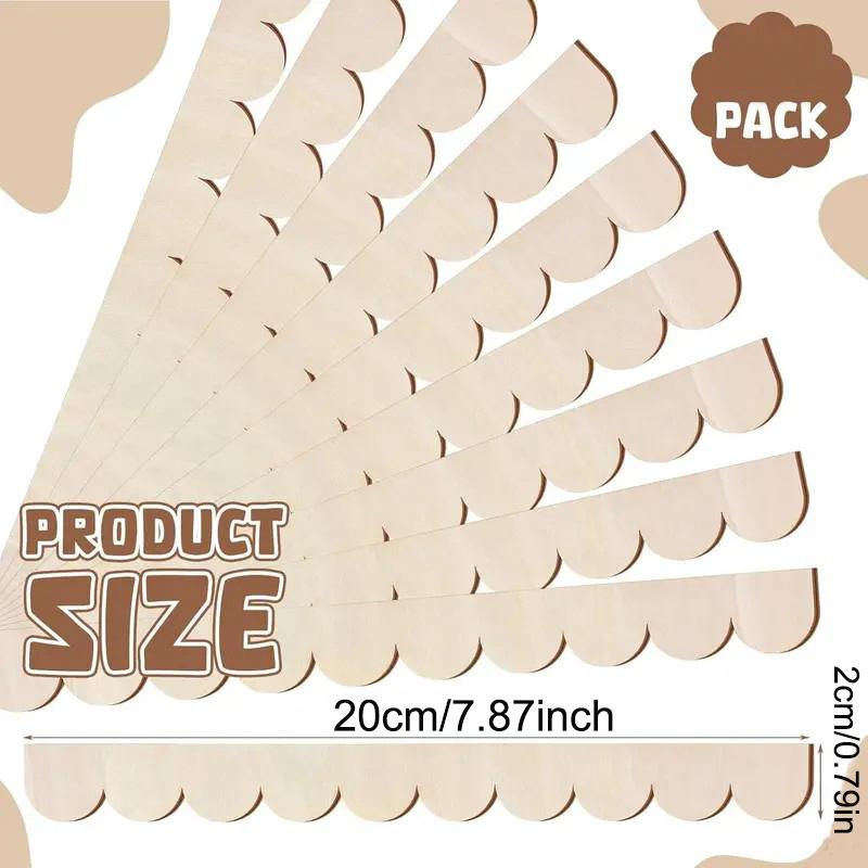 12pcs Wooden Strips Scalloped Unfinished Decorative Edge Moulding Wood Border Trim for DIY Crafts Wall Cabinet Home Decoration