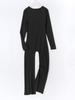 2024 European & American Solid Color Seamless Long Sleeve Yoga Jumpsuit with Flared Pants
