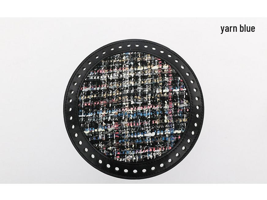 

Хюна Сумка ручной работы из шерсти и ПУ кожи круглой формы - 18 см Осенне-зимний аксессуар