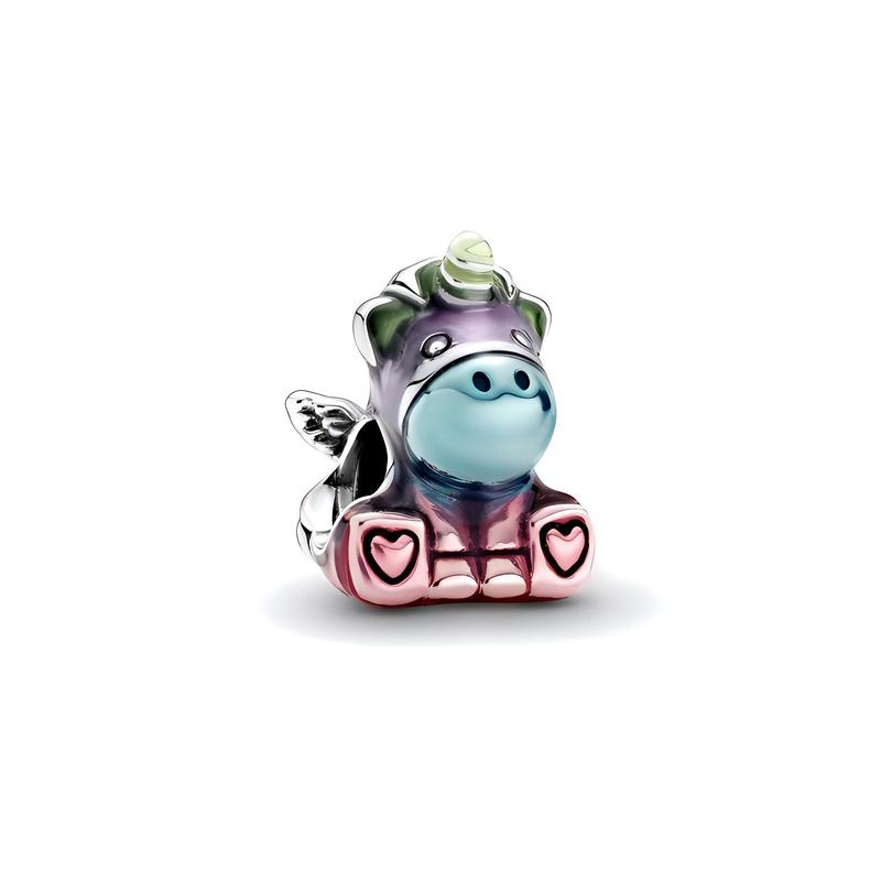 Pandora Colorful Rainbow Unicorn Bruno Charm Silver silver серебряный
