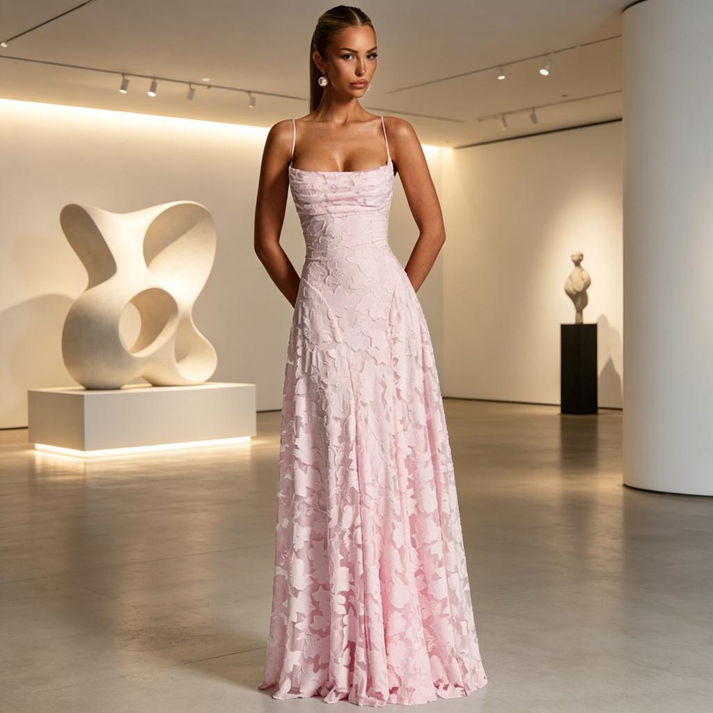 2026 European and American Women's Clothing New Temperament Elegant Evening Dress Dress Lace Sexy Backless Suspender Dress
