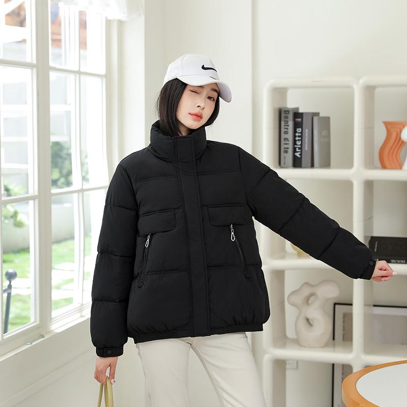 

Пуховик женский зимний новый свободный корейская версия тонкий и утолщенный теплый и универсальный короткий хлопковый жакет хлопковый жакет M чёрный