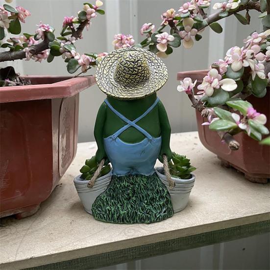 Animal Statue Decorative Vivid Resin Anti-deform Wear-resistant Garden Frog Sculpture for Outdoor