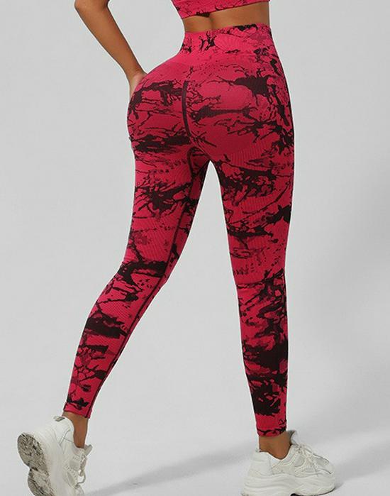 Seamless Tie-Dye Yoga Set: Beautiful Back Sports Bra & High-Waist Peach-Lifting Leggings for Women
