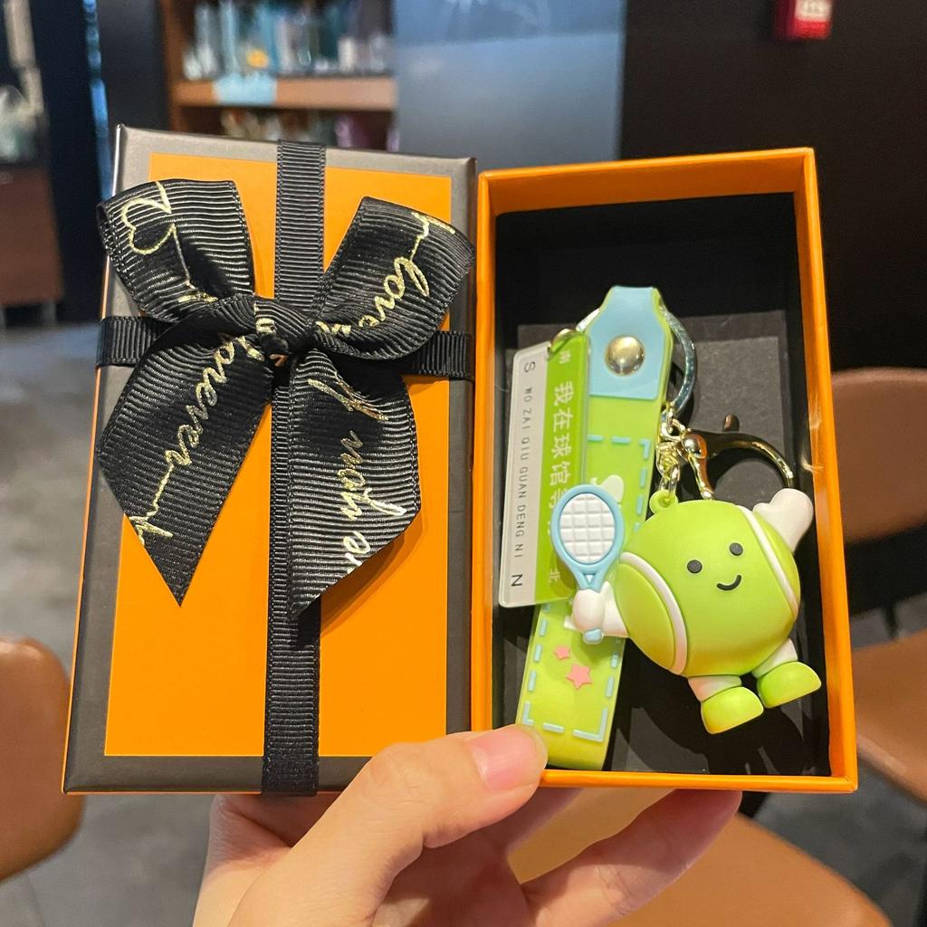 Original Badminton Figurine Keychain Fashionable Fun Cartoon Tennis Pendant Small Gift Football-related Souvenir