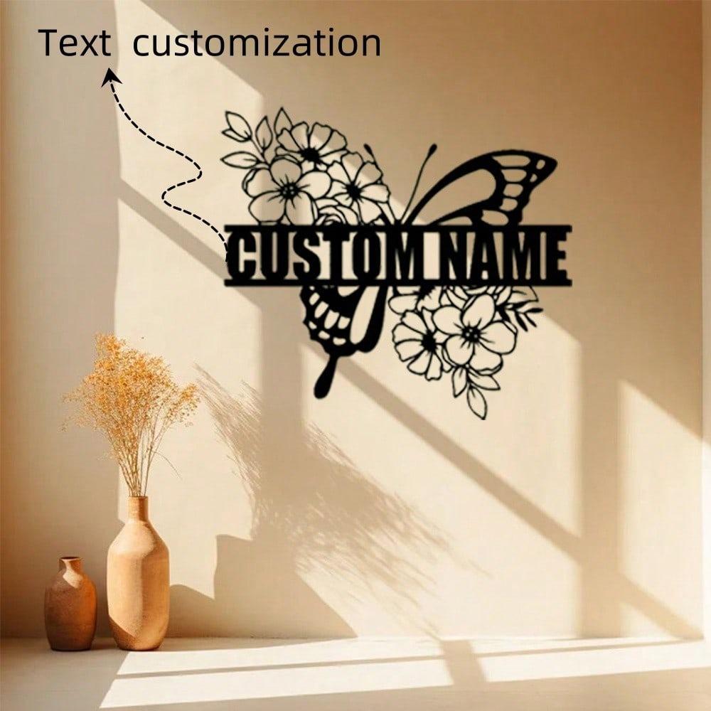 Butterfly Metal Wall Art, 1pc 3D Garden Decor, Hanging Ornament, Personalized Metal Sign, Flower Craft for Outdoor Patio