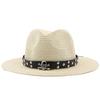 Men and women's new belt decoration outdoor travel seaside sunshade sun protection straw hat spring and summer British style jazz hat